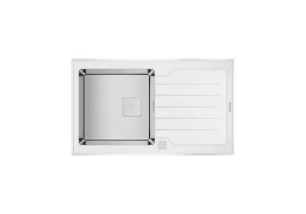 Teka Diamond Rs15 1B 1D 86 Beyaz Cam & Paslanmaz Çelik Eviye