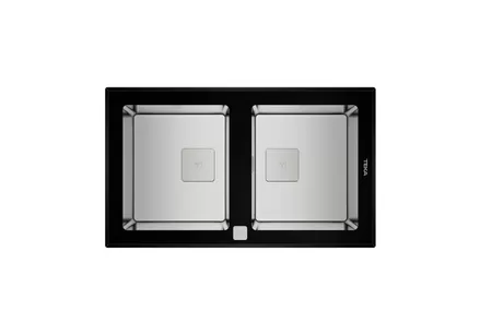 Teka Diamond Rs15 2B 86 Siyah Cam & Paslanmaz Çelik Eviye