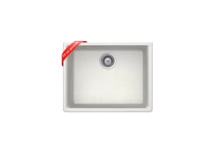 Ukinox Valente N-100 L Beyaz Tezgah Üstü Granit Eviye